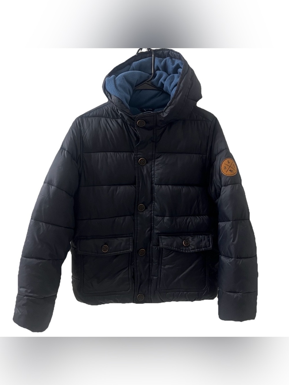 Abercrombie & Fitch Kids Youth Black Zip Hooded Puffer Jacket Sz 15-16